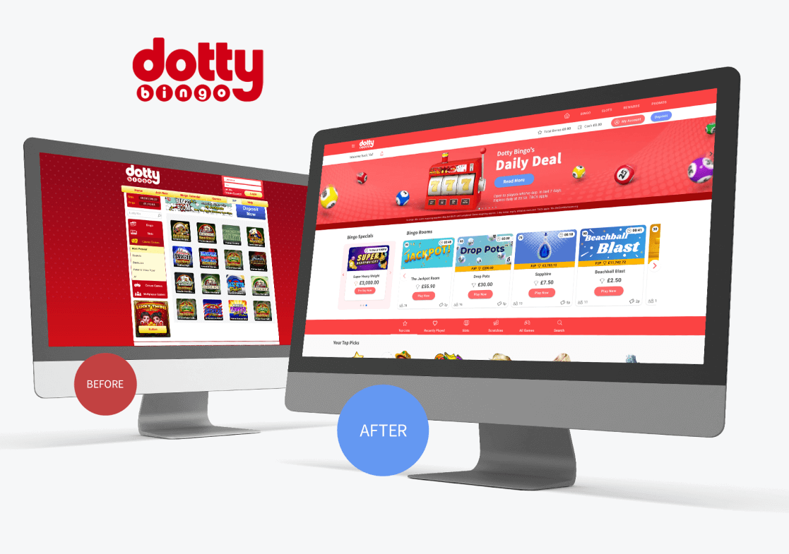 Dotty home page before and after